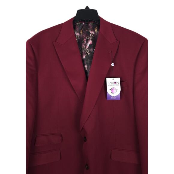 Tayion Collection Men's Classic-Fit Stretch Suit Jacket Dark Red Solid 52R NWT - Picture 4 of 7